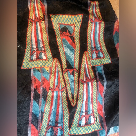 Save The Queen Black Maxi Dress with Silk Abstract Design - Size Large - Picture 9 of 11